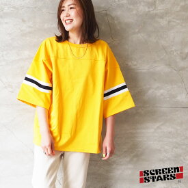 SCREEN STARS スクリーンスターズ Tシャツ ゆったり 大きめ TC天竺フットボールT 2222-437IN 半袖 五分袖 七分袖 オーバーサイズ ビッグシルエット シンプル フットボール 袖ライン おしゃれ ママコーデ アメカジ カジュアル ユニセックス レディース メンズ