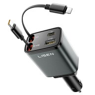 LISEN 車 充電器 巻き取りしがーソケット usb【2026年新・69W急速充電・最小4in1】シガーソケット USB-C …