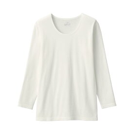 無印良品 婦人 あったか綿 厚手 Uネック八分袖Tシャツ レディース FCD16A5A オフ白 婦人M