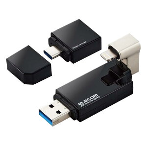 �G���R�� USB������ 16GB iPhone/iPad�Ή� [MFI�F�ؕi] ���C�g�j���O Type-C�ϊ��A�_�v�^�t �u���b�N MF-LGU3B016GBK