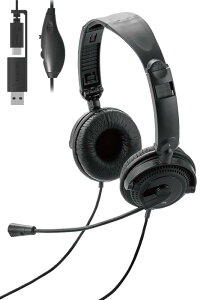 �G���R�� �w�b�h�Z�b�g USB C  USB-A �܂��� �L�� �}�C�N�t�� �P��w���� �m�C�Y�L�����Z�����O �y�� ���^ �I���C���[ �I�[�o�[�w�b�h ���ʒ��� �yAI PC�Ή��z �u���b�N HS-HP10SCBK