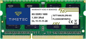 Timetec 8GB �m�[�gPC�p������ DDR3L / DDR3 1600MHz PC3L-12800 / PC3-12800 Non-ECC 1.35V / 1.5V CL11 2Rx8 SODIMM �~�jPC RAM