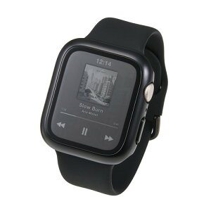 �G���R�� Apple Watch �ی�P�[�X 44mm [Apple Watch SE3/SE2/SE �Ή�] �t���J�o�[ ���^���b�N�f�U�C�� �v���~�A���K���X 10H ���� �w��h�~ ��U�h�~ �u���b�N AW-25DFCGPBK