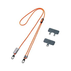 [エレコム] スマホショルダー スマホストラップ カジュアル ナイロン 丸紐 ストラップシート(1口&2口) 付属 長さ調節可能 [好きなスマホケースに挟むだけ] 【iPhone、Android 全機種対応】 オレンジ P-STSDH2RDR