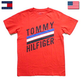 トミーヒルフィガー Tシャツ 半袖 TOMMY HILFIGER トリコロールプリントフラッグロゴ刺繍 レッド 赤色 キッズ ボーイズ XLサイズ メンズMサイズ相当 レディース兼用 メール便ネコポスPOST投函送料無料