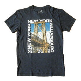FREE STATE Tシャツ フリーステイト ニューヨーク ウイリアムズバーグブリッジ 国内未入荷シリーズ おしゃれ ブランド コットン 2021 ネイビー 紺色 メンズ Sサイズ レディース兼用 メール便ネコポスPOST投函送料無料