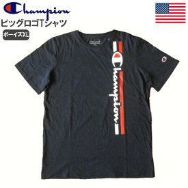 ボーイズチャンピオン Champion Tシャツ ビッグロゴタテプリント おしゃれ ブランド コットンブレン 2021 紺色 ネイビー ボーイズXL サイズ メンズSサイズ相当 レディース兼用 メール便ネコポスPOST投函送料無料