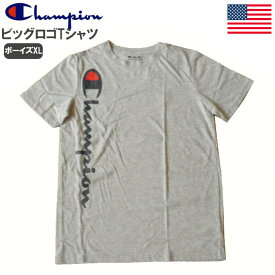 ボーイズチャンピオン Champion Tシャツ ビッグロゴタテプリント おしゃれ ブランド コットンブレン 2021 灰色 グレー ボーイズXL サイズ メンズSサイズ相当 レディース兼用 メール便ネコポスPOST投函送料無料