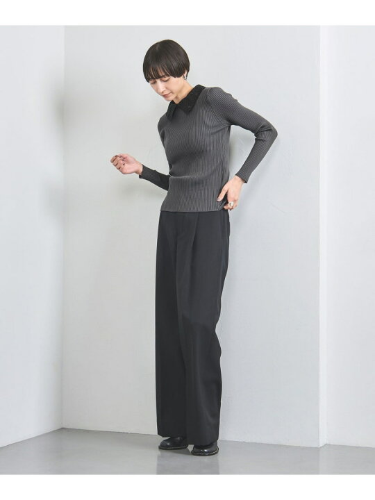 UNITED ARROWS レディロングスリーブニット2wayダークグレー 