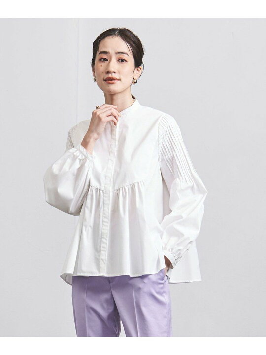 UNITED ARROWS ブラウス ピンタック パフスリーブ ホワイト UNITED 