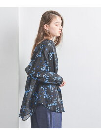 【SALE／60%OFF】オーガンジー プリントシャツ UNITED ARROWS ユナイテッドアローズ トップス シャツ・ブラウス ホワイト ネイビー【RBA_E】【送料無料】[Rakuten Fashion]