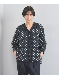 【SALE／60%OFF】タック フリルVネック シャツ UNITED ARROWS ユナイテッドアローズ トップス シャツ・ブラウス ネイビー ホワイト【RBA_E】【送料無料】[Rakuten Fashion]