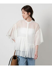 【SALE／40%OFF】シアーラメ イレギュラーペプラム 六分袖 ブラウス UNITED ARROWS ユナイテッドアローズ トップス シャツ・ブラウス ホワイト ネイビー【RBA_E】【送料無料】[Rakuten Fashion]