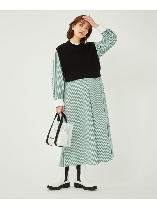 楽天市場】【SALE／80%OFF】ニット ベスト & シャツ ワンピース セット 