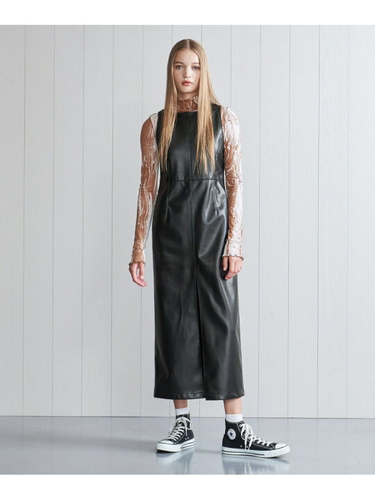 楽天市場】【SALE／85%OFF】＜H＞レザーライク フロントスリットドレス 
