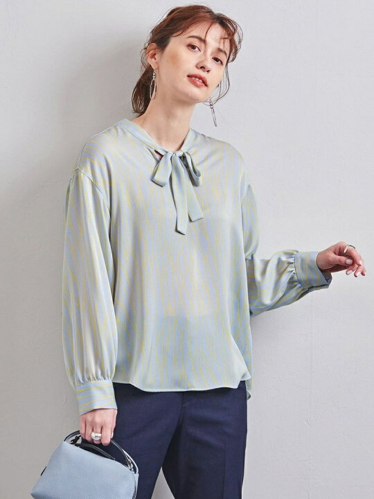 楽天市場】【SALE／70%OFF】UBC ラインプリント ボウタイブラウス 