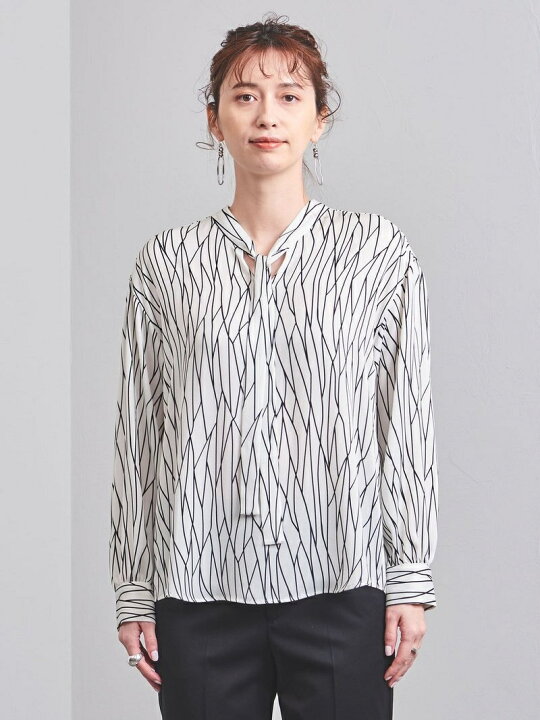 楽天市場】【SALE／70%OFF】UBC ラインプリント ボウタイブラウス 