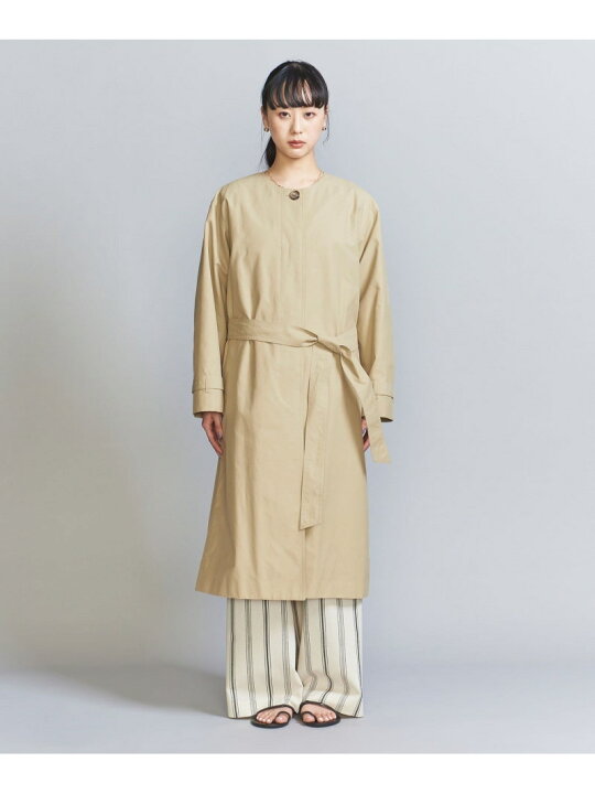 楽天市場】【SALE／50%OFF】コットンナイロン ノーカラー ベルトコート 