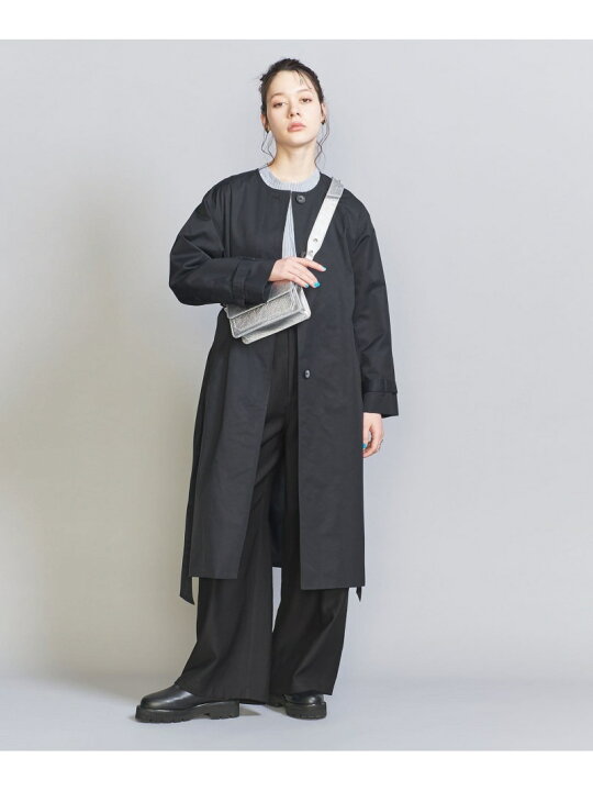 楽天市場】【SALE／50%OFF】コットンナイロン ノーカラー ベルトコート 
