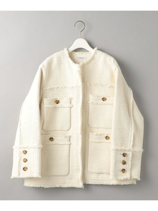 楽天市場】【SALE／70%OFF】コットンツイード ノーカラー ジャケット 