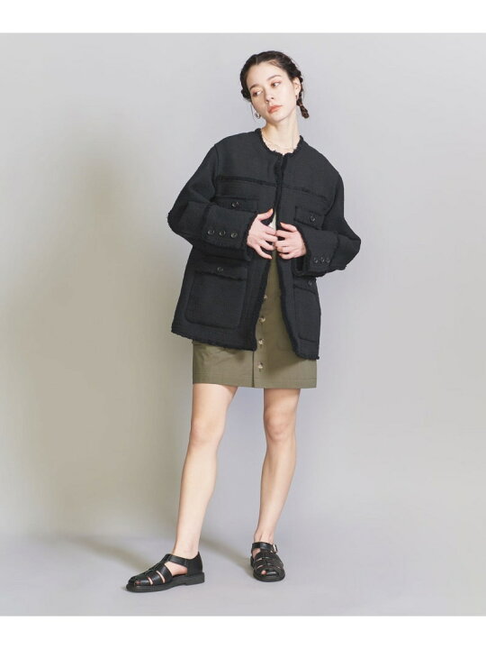 楽天市場】【SALE／70%OFF】コットンツイード ノーカラー ジャケット 