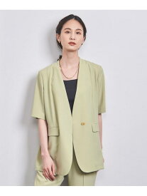 【SALE／50%OFF】P/CU ノーラペル ショートスリーブ ジャケット UNITED ARROWS ユナイテッドアローズ アウトレット ジャケット・アウター ノーカラージャケット グリーン ネイビー【RBA_E】【送料無料】[Rakuten Fashion]