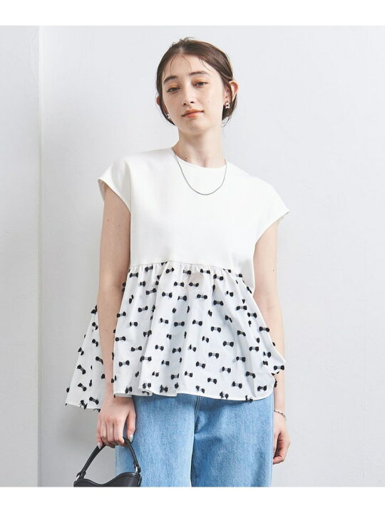 楽天市場】【SALE／80%OFF】リボン カットジャカード コンビ ブラウス 