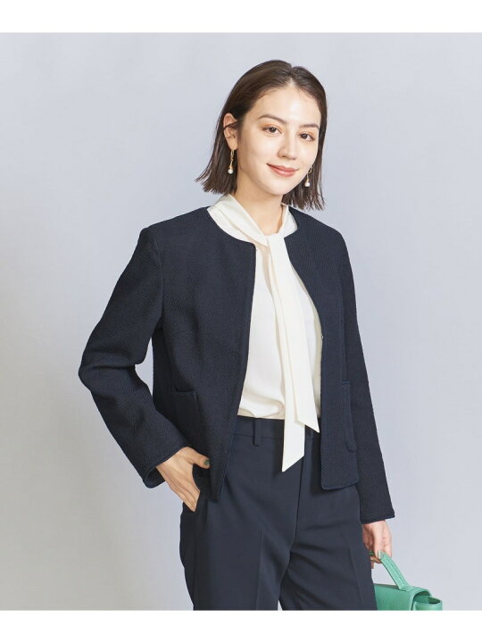 楽天市場】【SALE／70%OFF】ミックスツイード 9分袖 ノーカラー  