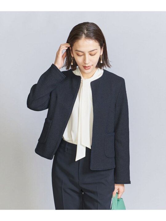 楽天市場】【SALE／70%OFF】ミックスツイード 9分袖 ノーカラー 