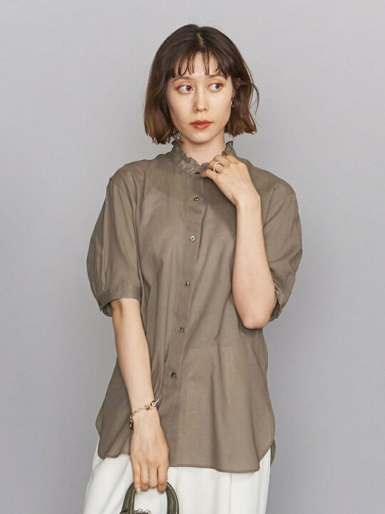 楽天市場】【SALE／50%OFF】BY コットンシフォンスタンドフリル 5分袖 