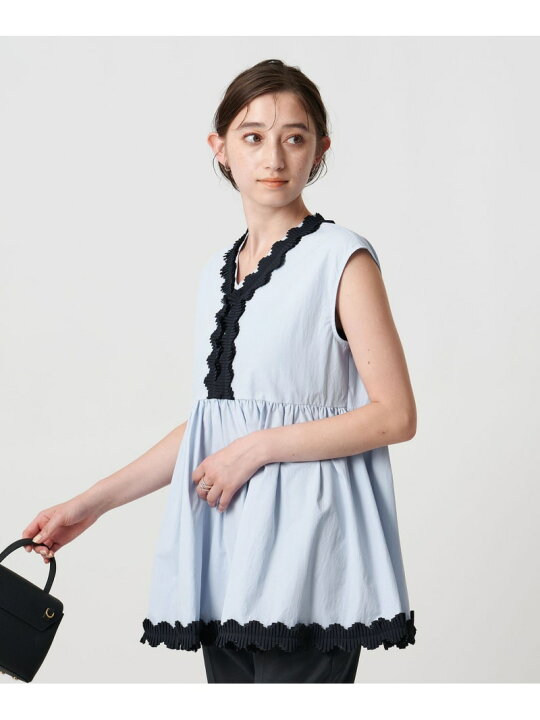 楽天市場】【SALE／40%OFF】タックプリーツフリル Vネックノースリーブ 