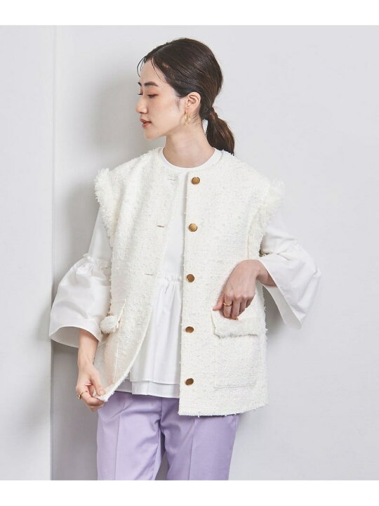 楽天市場】【SALE／70%OFF】ファンシーツイード ノーカラー ベスト 