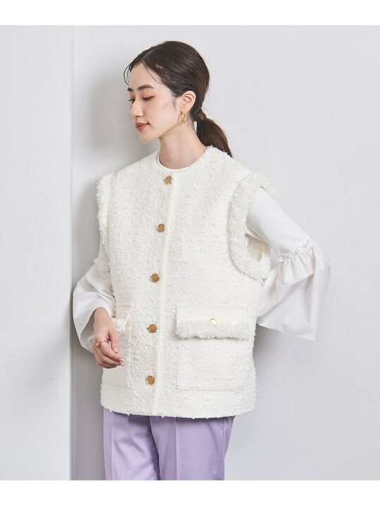 楽天市場】【SALE／70%OFF】ファンシーツイード ノーカラー ベスト 