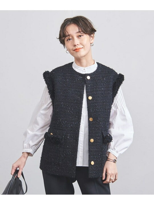 楽天市場】【SALE／70%OFF】ファンシーツイード ノーカラー ベスト 