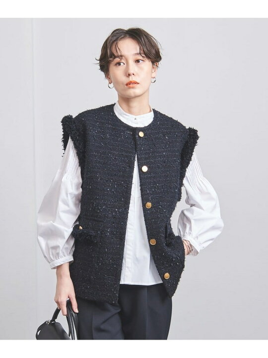 楽天市場】【SALE／70%OFF】ファンシーツイード ノーカラー ベスト 