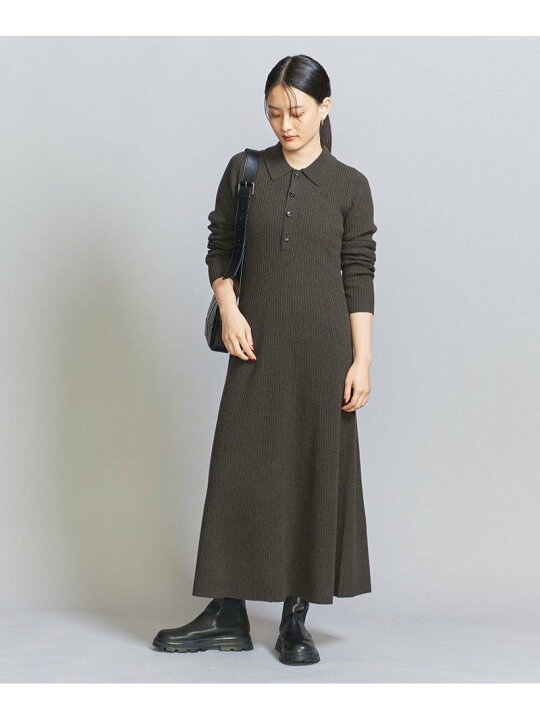 楽天市場】【SALE／70%OFF】ウールリブニット ポロ フレア ワンピース 