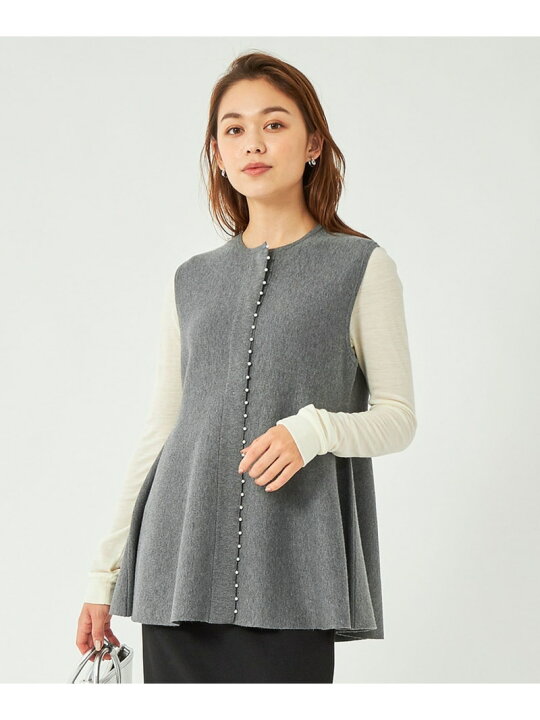 楽天市場】【SALE／30%OFF】プチ フェイクパール ペプラム ジレ ニット 