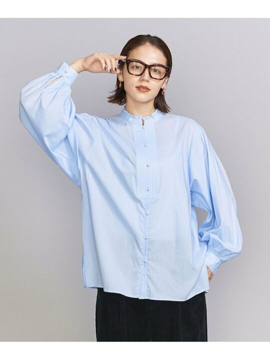 SALE／40%OFF】ストライプ レイヤーフリル ブラウス -ウォッシャブル 