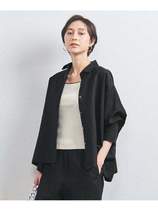 UNITED ARROWS リネンドルマンシャツ ブラック ブラウス 麻 楽天市場 