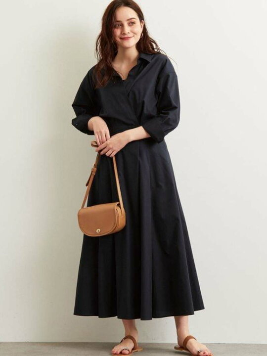 657!ADORE アドーア グロッシー ブロードワンピース カシュクール Ruby 