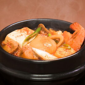 【5品選択】海鮮スンドゥブスープ　海老　イカ　ホタテ　出汁　真っ赤　辛味　ダシ　旨味　豆腐　絹ごし　卵　韓国料理　激辛