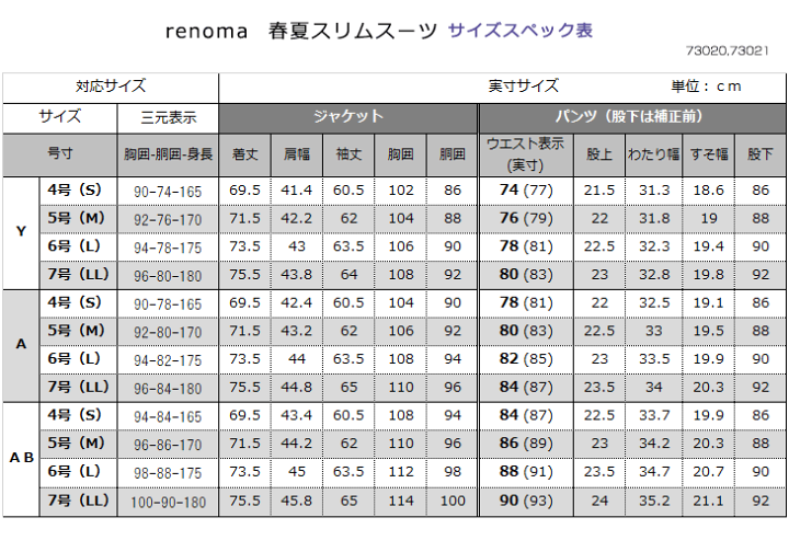 楽天市場】【Y4】【Y6】【A6】 renoma レノマ メンズスーツ