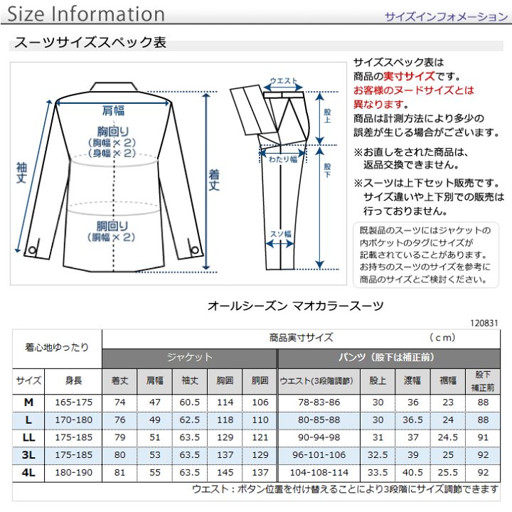 楽天市場】【4L】マオカラースーツ メンズ パーティースーツ