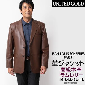 レザー ジャケット メンズ ラムレザー 高級ラム 羊革 シングルジャケット JEAN-LOUIS SCHERRER PARIS ジャン・ルイ・シェレル ブラック/ダークブラウン 519051 送料無料