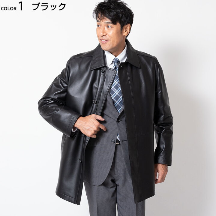 楽天市場】レザーコート メンズ ステンカラーコート ジャケット 革 