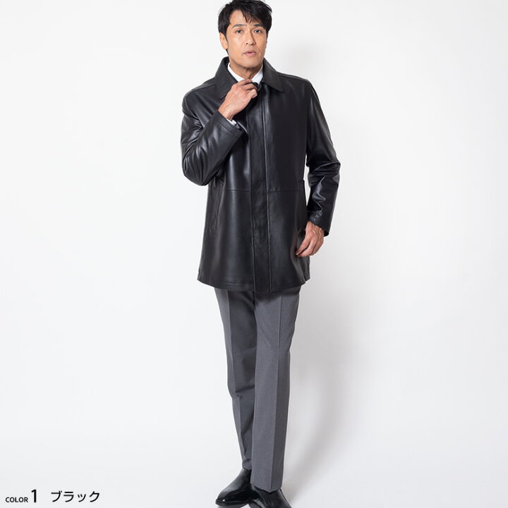 楽天市場】【23:59迄 全品 P5倍】レザーコート メンズ ステンカラー 