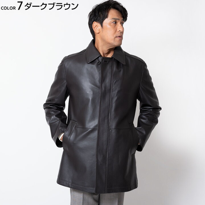 楽天市場】【クーポン利用で7％OFF】レザーコート メンズ ステンカラー 