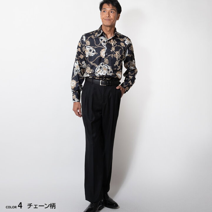 楽天市場】ドレスシャツ 長袖 メンズ ラグジュアリー 華やか プリント 