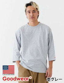 【公式】 Goodwear グッドウェア 7分袖Tシャツ メンズ レディース 7.6オンス USAコットン 切替 クルーネック ヘビーウェイト