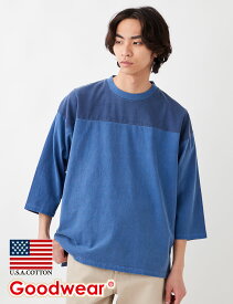 【公式】 Goodwear グッドウェア 製品染めSUPER BIG切替7分袖T メンズ レディース 7.6オンス USAコットン